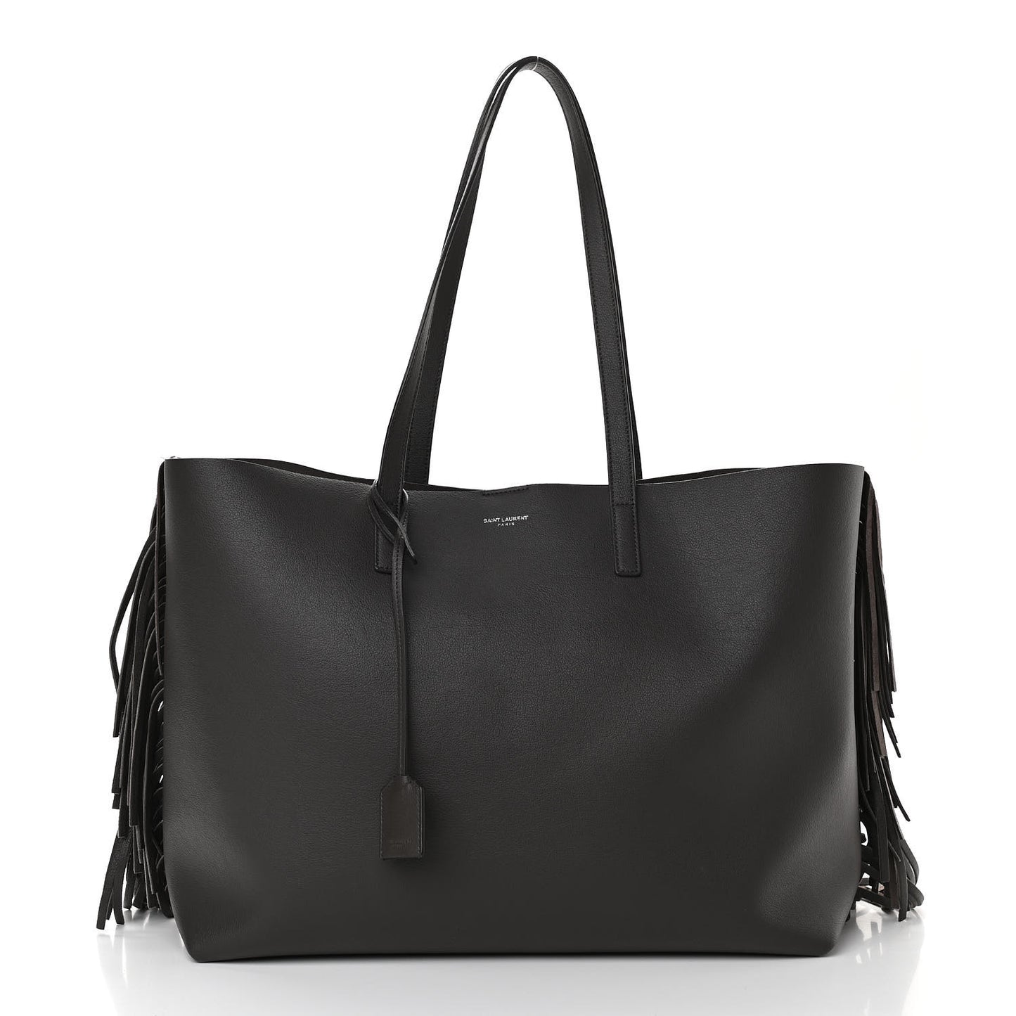 Calfskin Large Fringe Shopping Tote Dark Grey