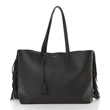 Saint Laurent Calfskin Large Fringe Shopping Tote Dark Grey 3 of 14