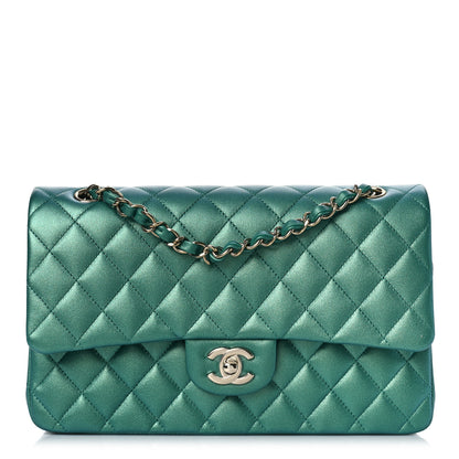 Chanel Iridescent Calfskin Quilted Medium Double Flap Green 1 of 10