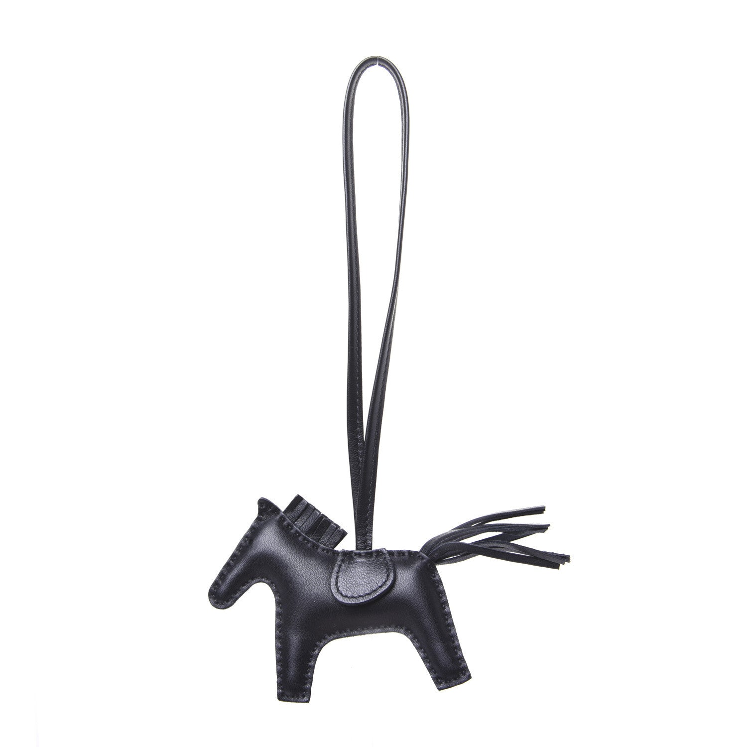 Hermes Milo Lambskin Grigri Rodeo Horse Bag Charm PM So Black 1 of 5