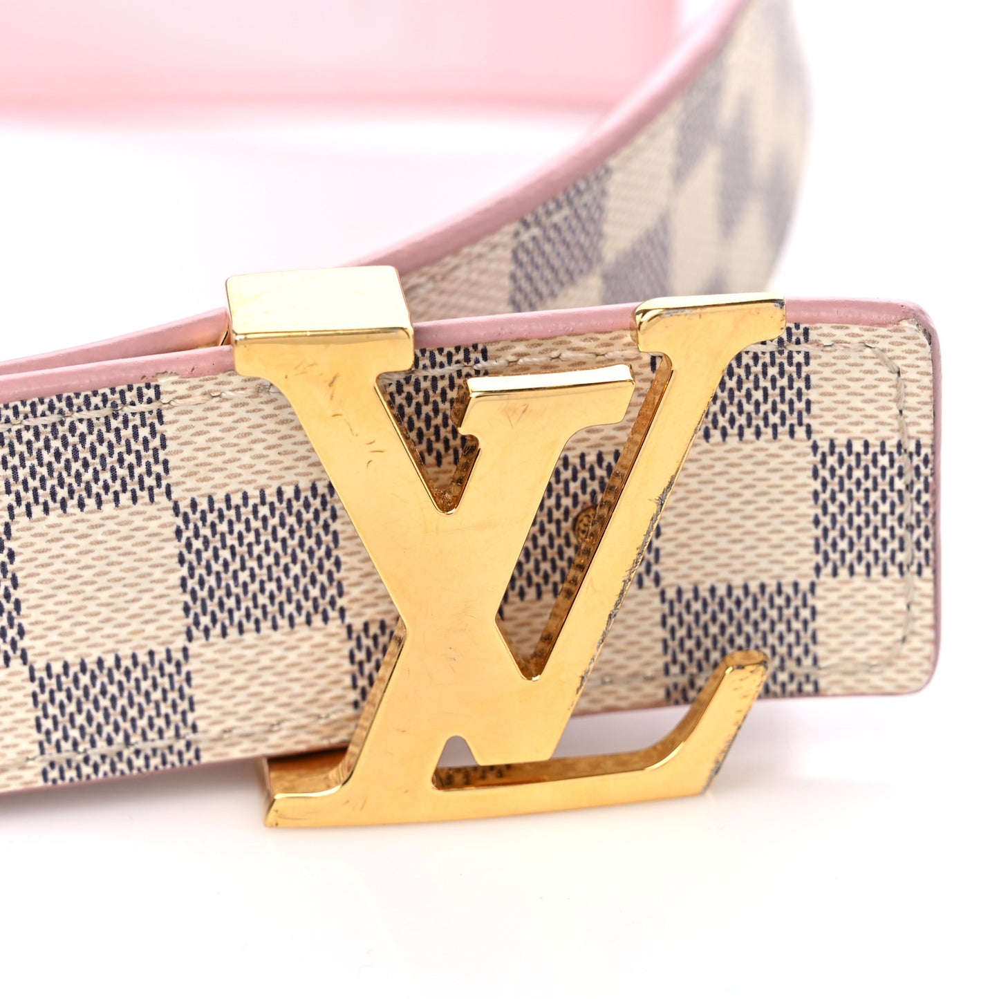 Damier Azur 30mm LV Initiales Reversible Belt 80 32 Pink