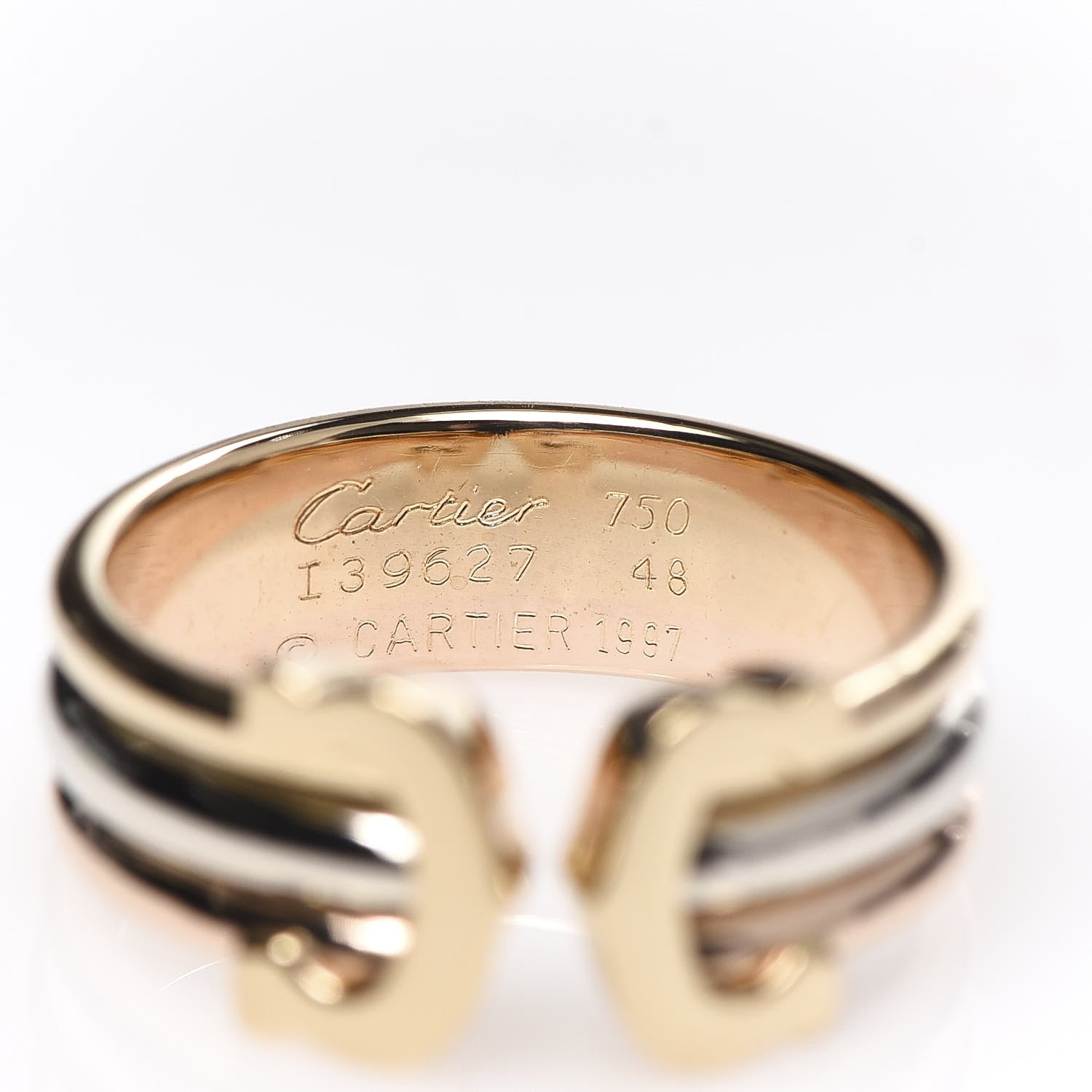 Cartier 18K Pink Yellow White Gold 8mm C De Ring 48 4.5 4 of 4