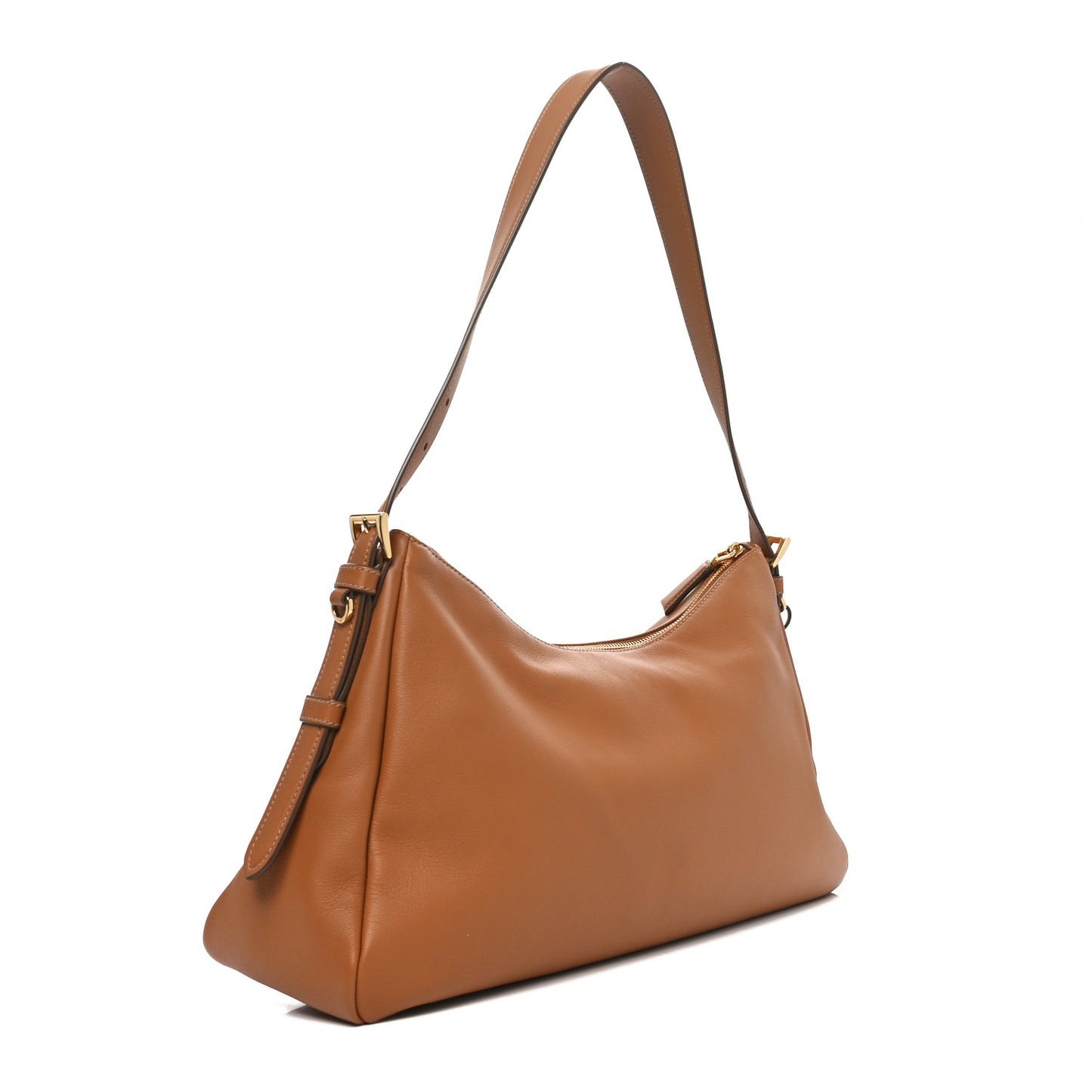 Soft Calfskin Large Aimee Shoulder Bag Caramel