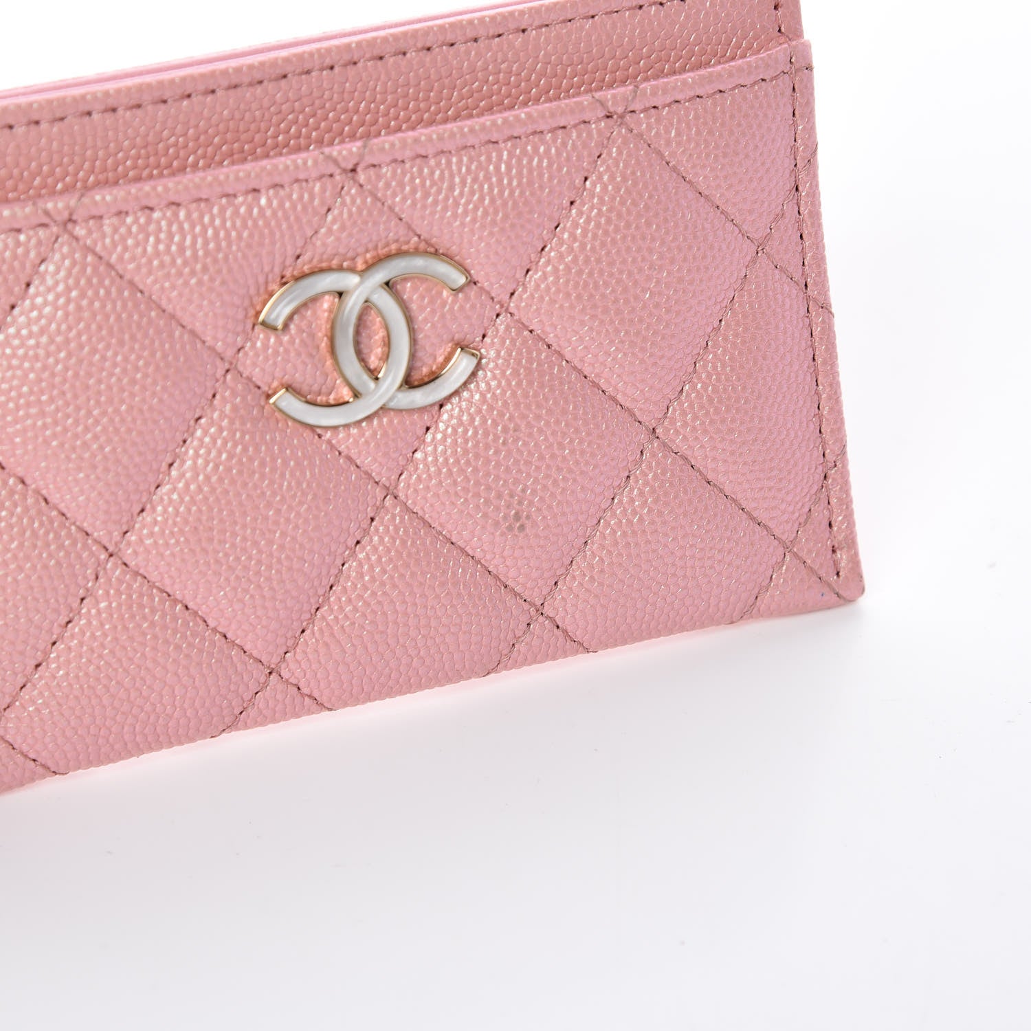 Chanel Iridescent Caviar Quilted Card Holder Rose Pink 10 of 13