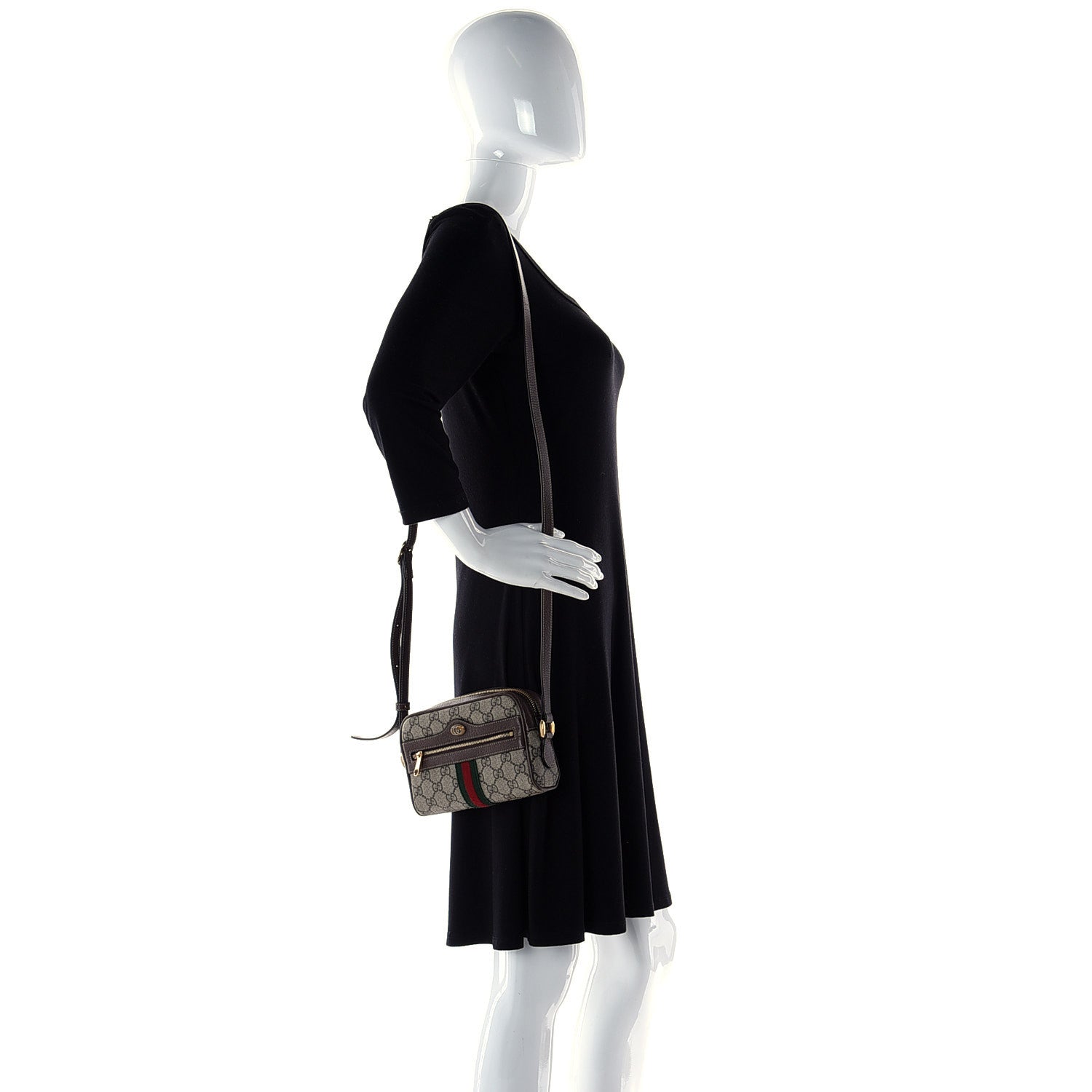 Gucci GG Supreme Monogram Web Mini Ophidia Shoulder Bag Brown 4 of 6