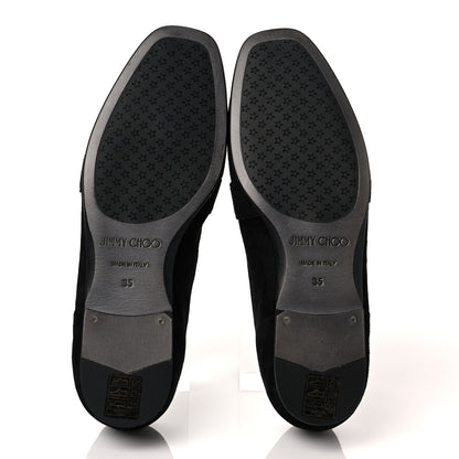 Jimmy Choo Suede Crystal Mani Flat Loafer 35 Black 5 of 12