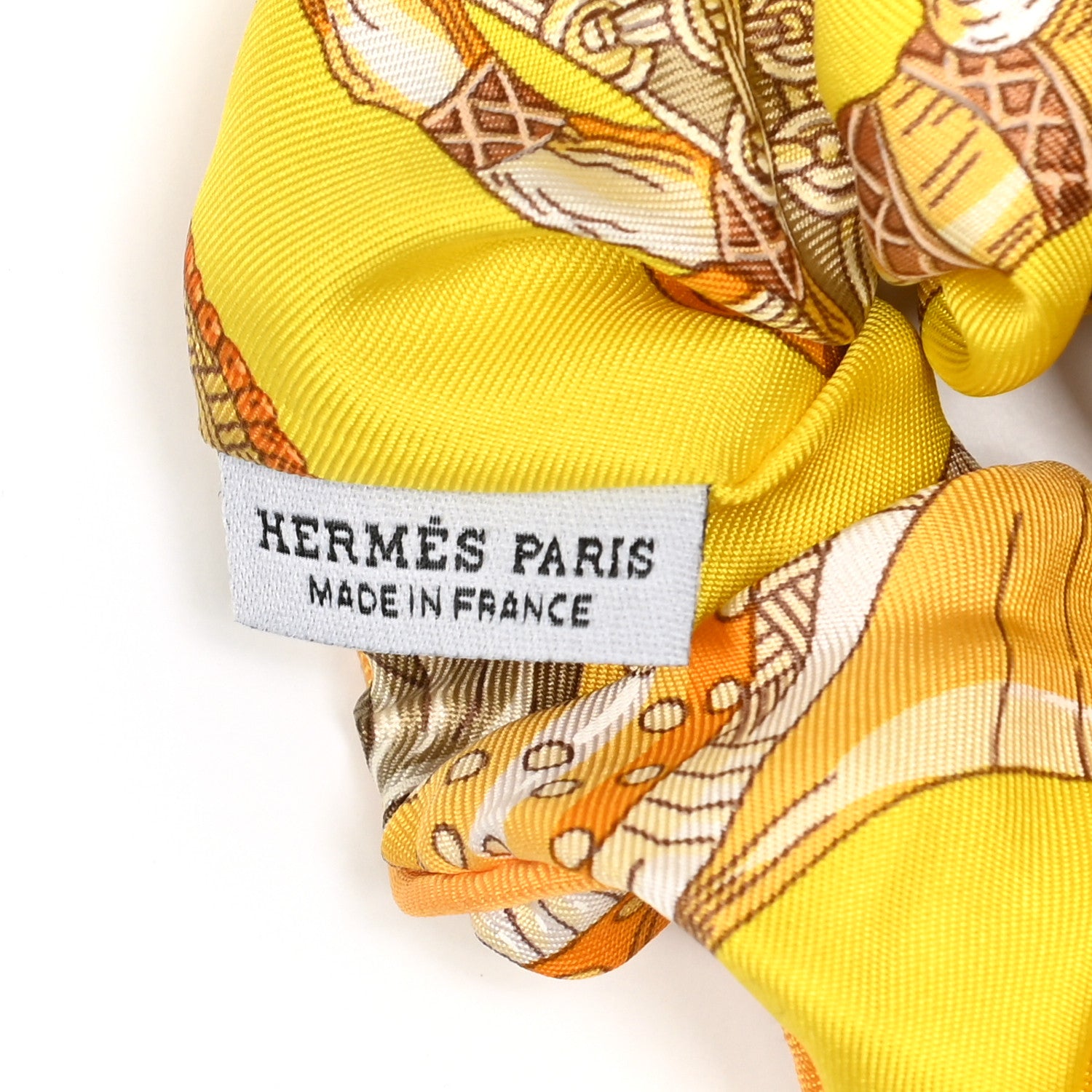 Hermes Silk Patchwork Claudia Scrunchie Multicolore Jaune 3 of 3