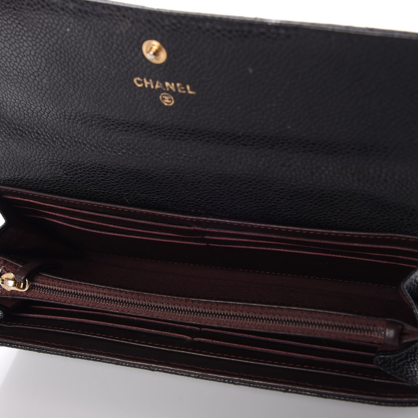 Caviar Quilted Large Gusset Flap Wallet Black