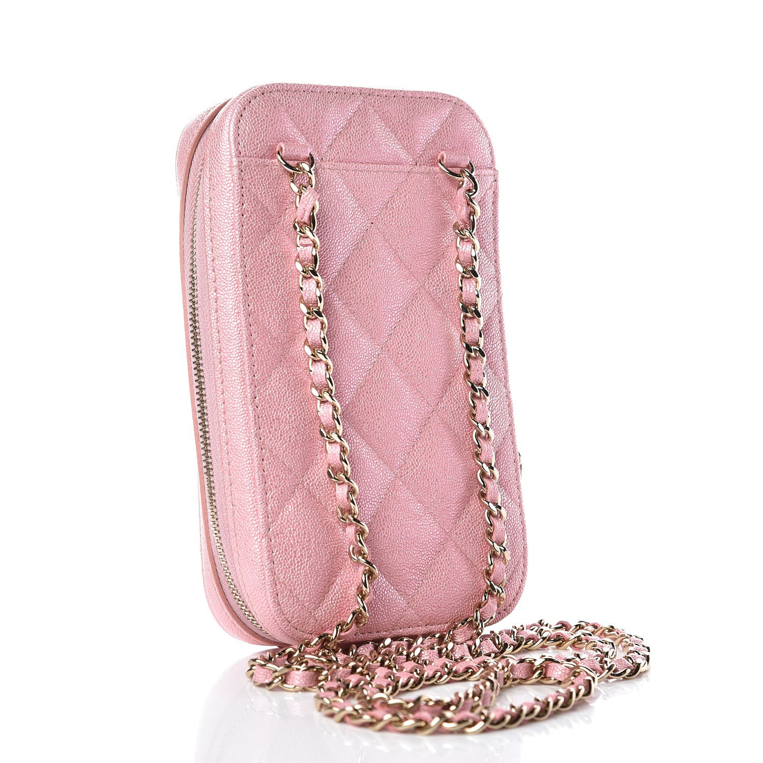Chanel Iridescent Caviar Quilted Classic Clutch With Chain Pink 3 of 8