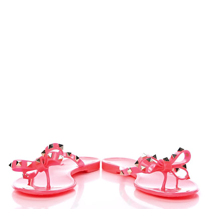 Valentino Garavani PVC Jelly Rockstud Bow Thong Sandals 39 Fuxia Fluo 5 of 11