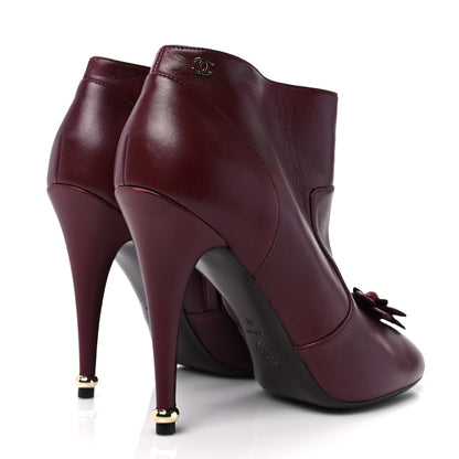 Chanel Lambskin Camelia CC Short Boots 40 Burgundy 4 of 8