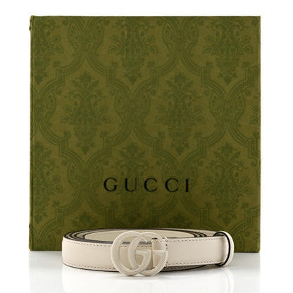 Gucci Azalea Calfskin Enamel Monochrome Double G 20mm Belt 110 44 Mystic White 6 of 6