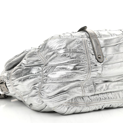 Prada Metallic Nappa Gaufre Messenger Tote Silver 9 of 20