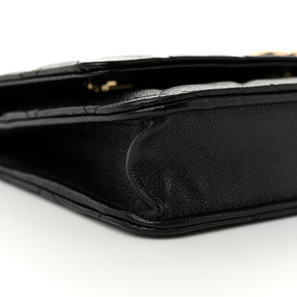 Chanel Caviar Quilted Textured CC Wallet On Chain WOC Black 10 of 11