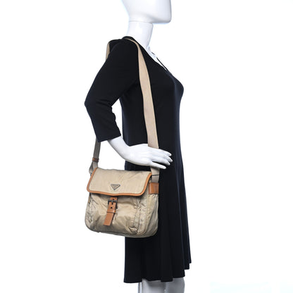 Prada Nylon Vela Flap Messenger Sabbia 2 of 8