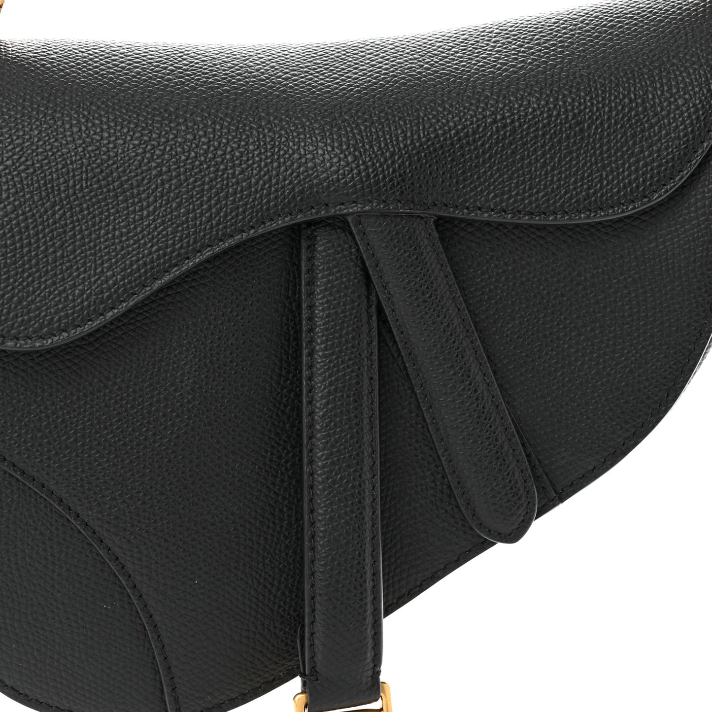 Grained Calfskin Mini Saddle Bag Black