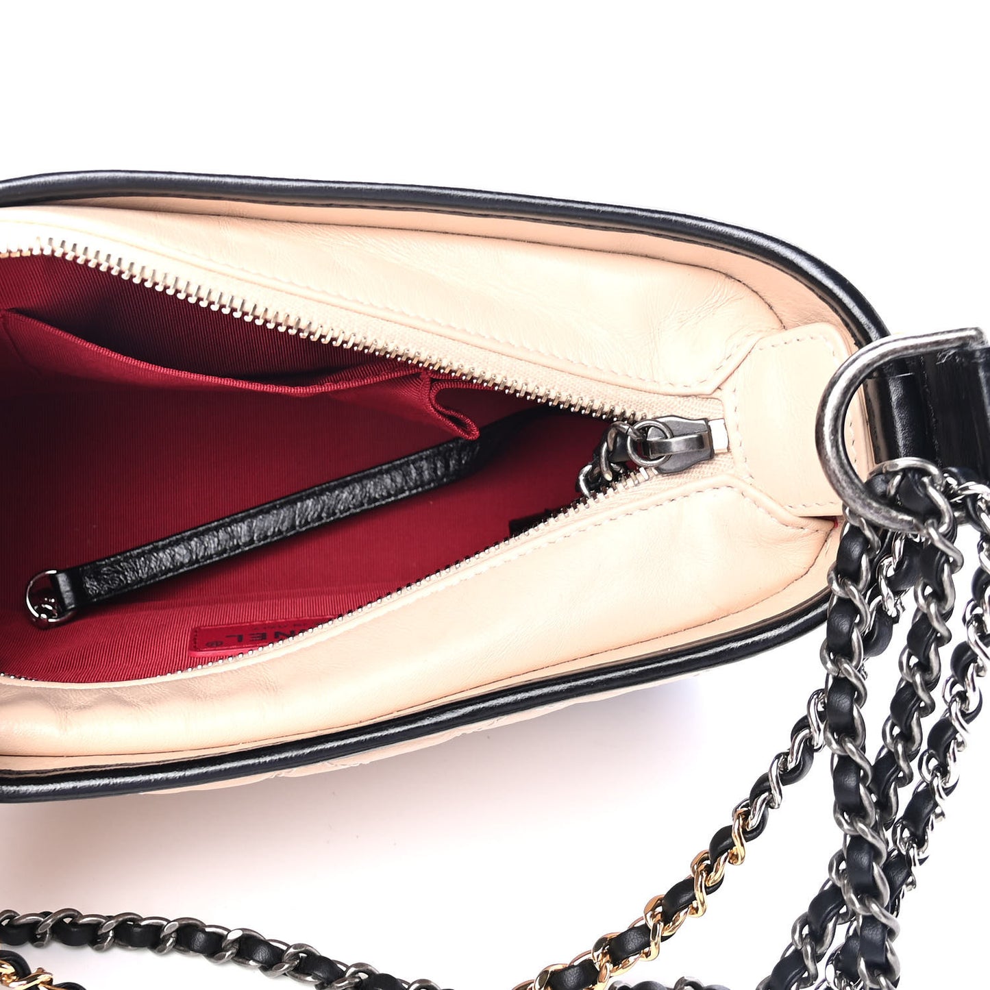 Aged Calfskin Quilted Small Gabrielle Hobo Beige Black