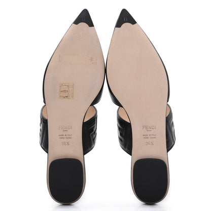 Fendi Vitello FF Embossed Buckle Flat Mules 36.5 Black 5 of 9