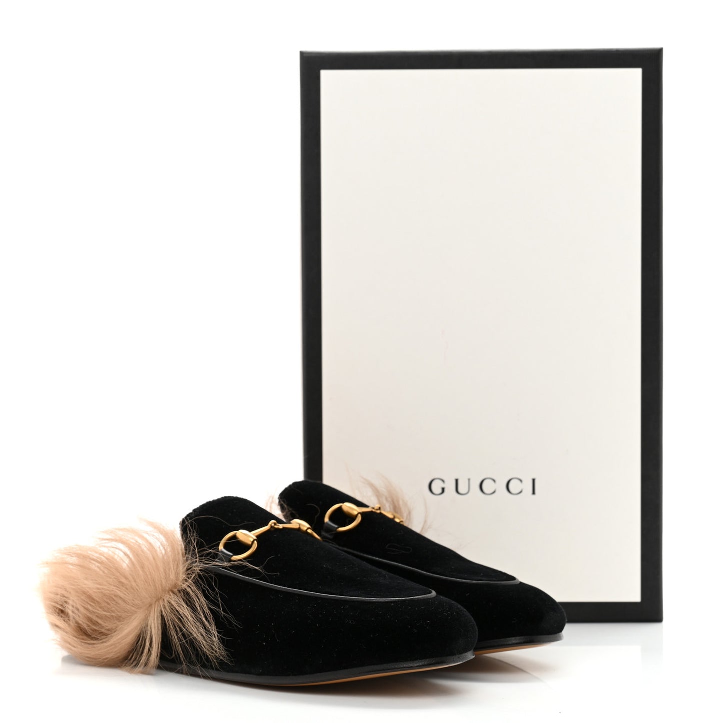 Velvet Fur Womens Princetown Slippers 38.5 Black