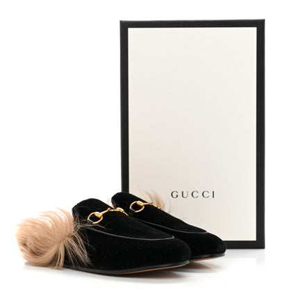 Gucci Velvet Fur Womens Princetown Slippers 38.5 Black 13 of 13