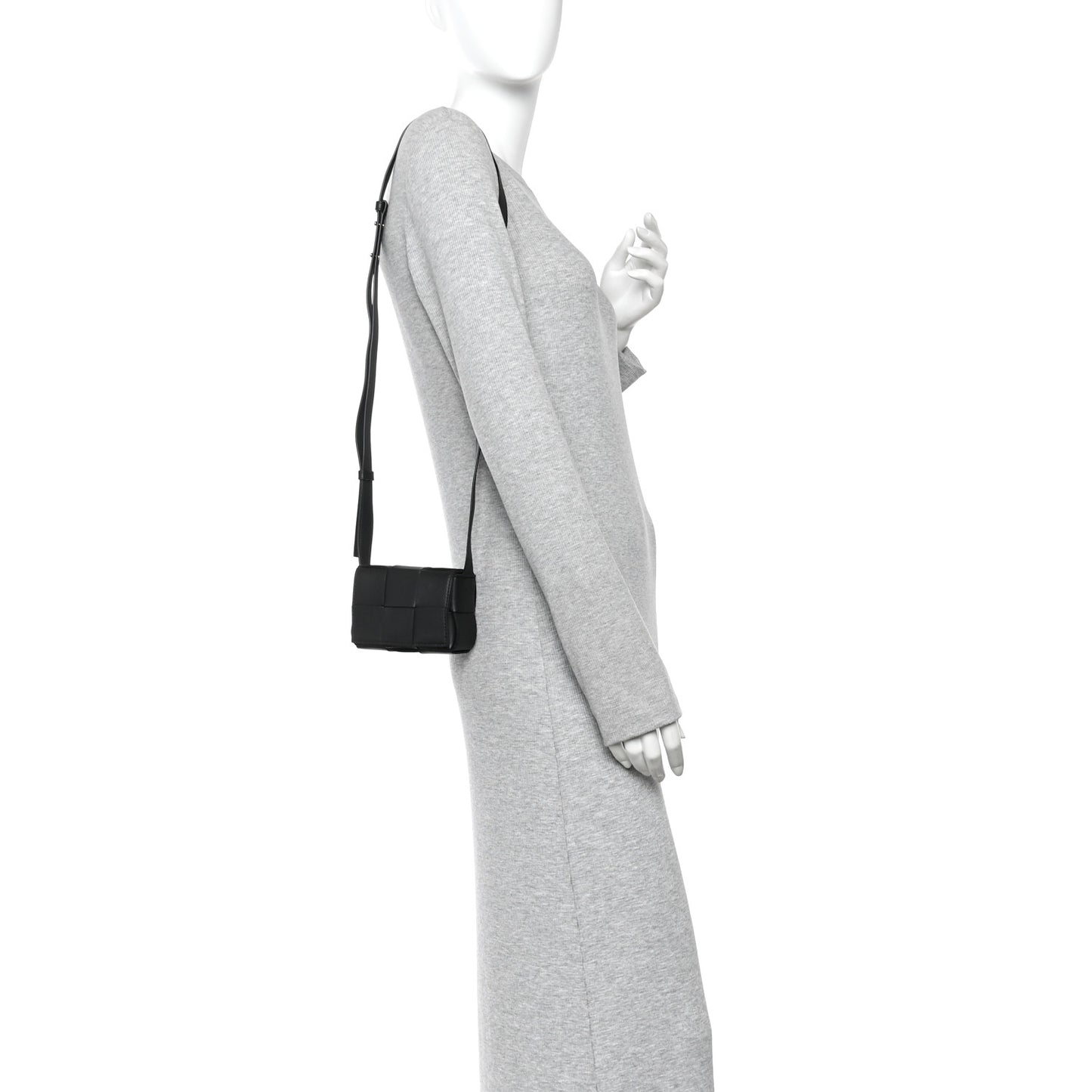 Lambskin Maxi Intrecciato Extra Mini Cassette Crossbody Bag Black