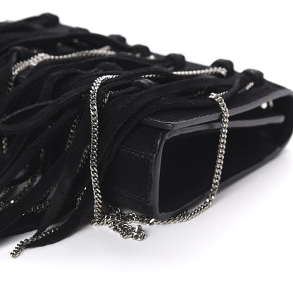 Saint Laurent Suede Fringe Chain Monogram Satchel Black 7 of 9