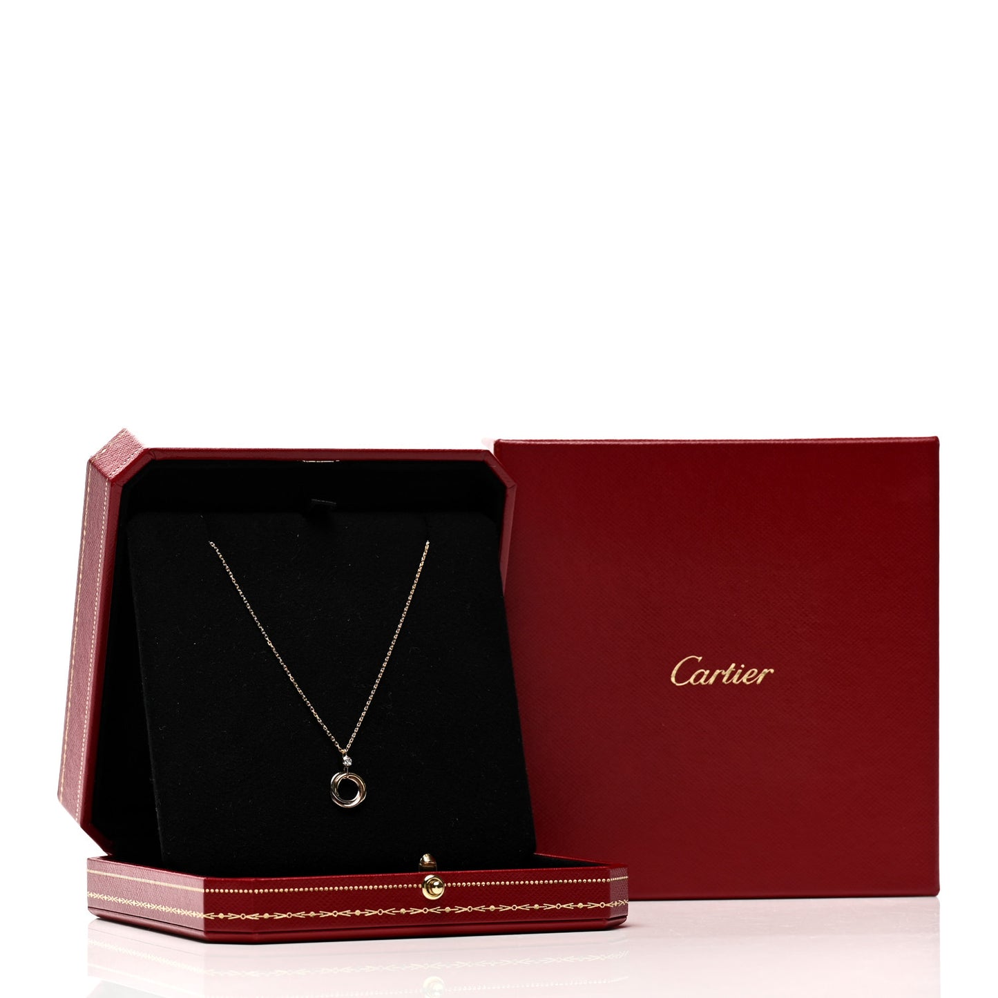 18K Pink Yellow White Gold Diamond Trinity Pendant Necklace