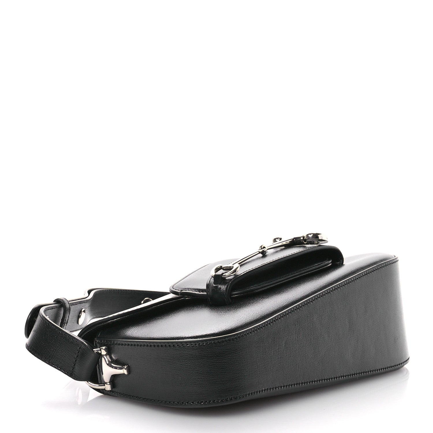 Gucci Azalea Calfskin Small Horsebit 1955 Asymmetric Shoulder Bag Black 4 of 9