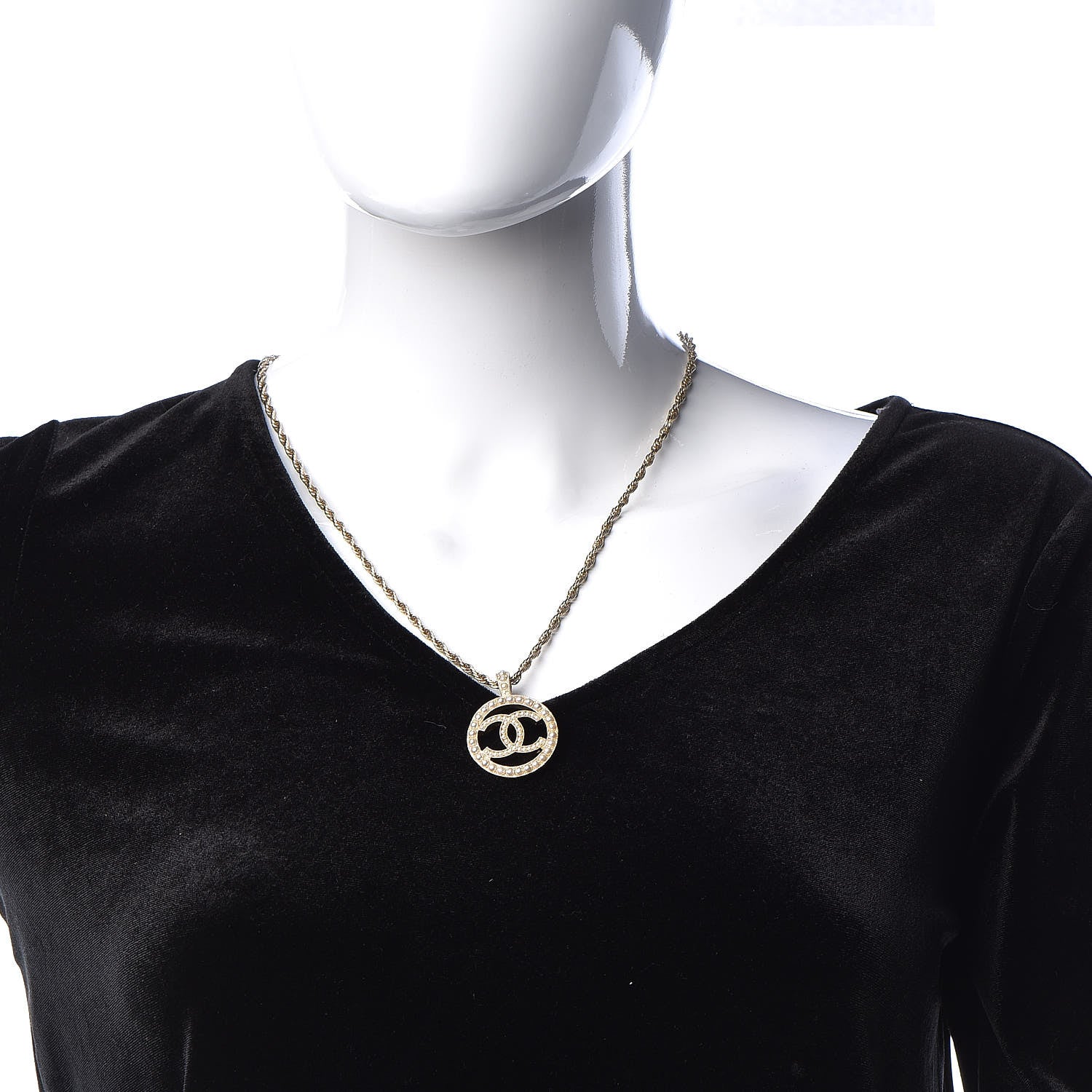 Chanel Pearl CC Medallion Necklace Gold 2 of 5