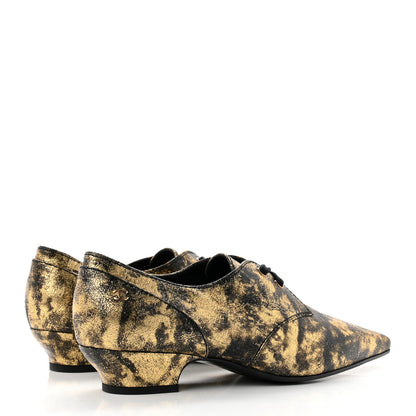 Chanel Laminated Goatskin Lace Up Oxford 39.5 Gold 4 of 8