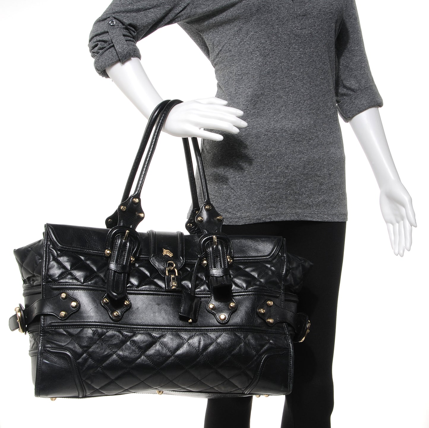 Leather XL Manor Tote Black