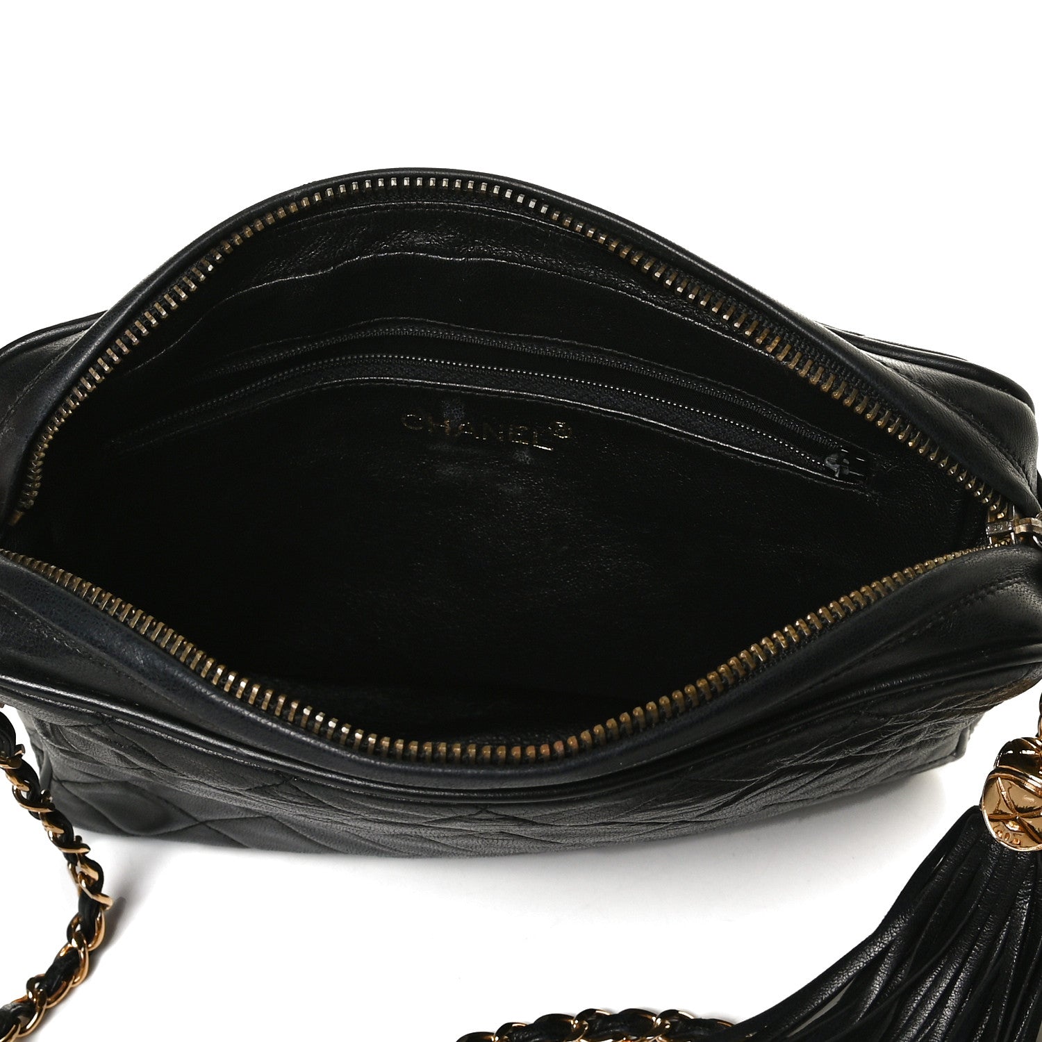 Chanel Lambskin Quilted CC Tassel Camera Case Black 5 of 9