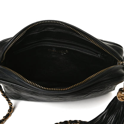Chanel Lambskin Quilted CC Tassel Camera Case Black 5 of 9