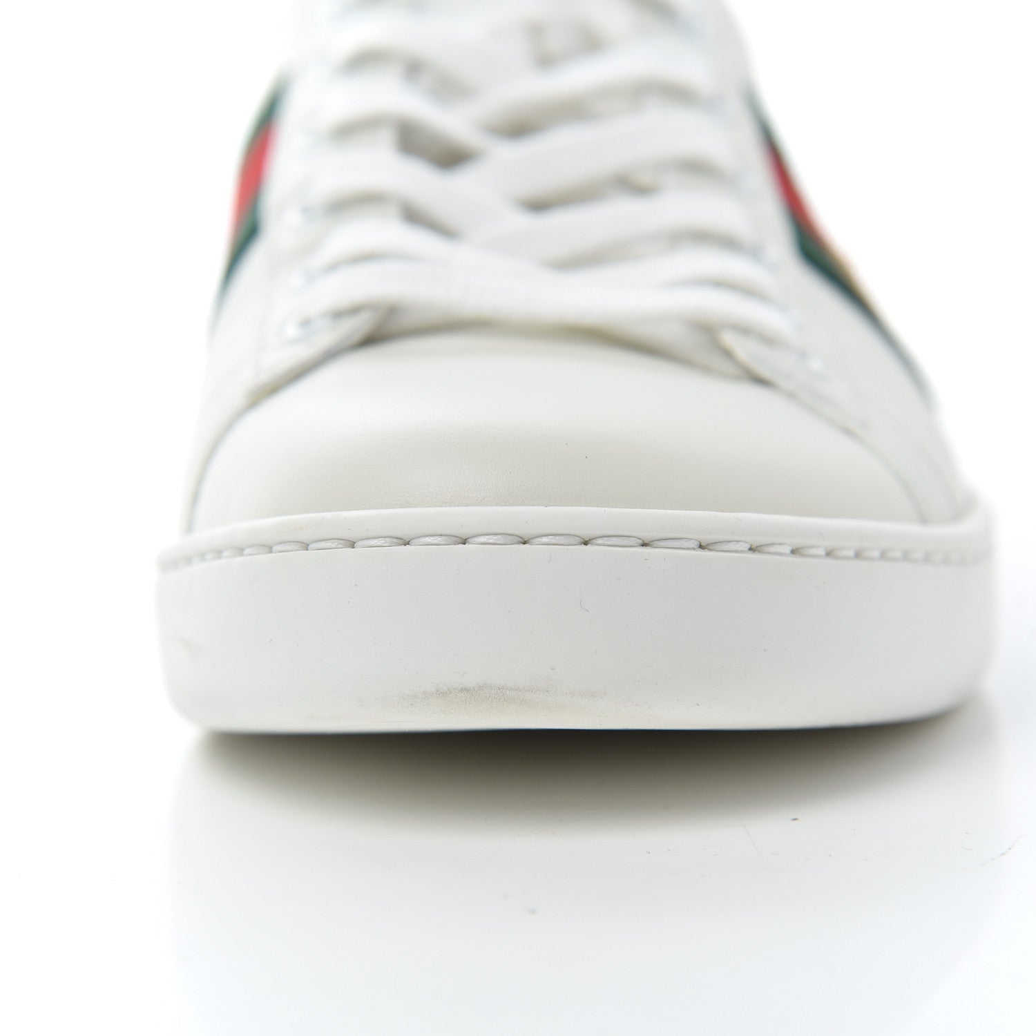Gucci Calfskin Ayers Bee Embroidered Womens Ace Sneakers 37.5 White Green 15 of 18