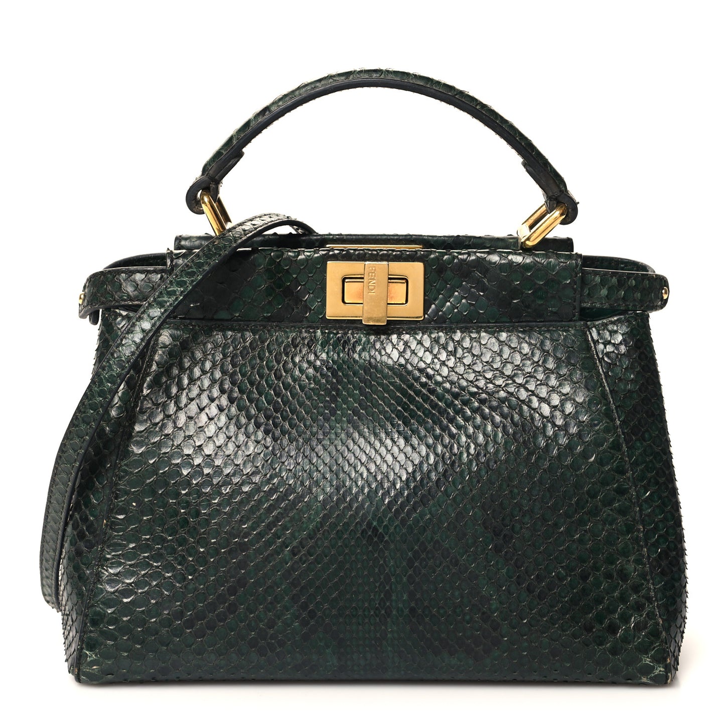 Snakeskin Shiny Nappa Mini Peekaboo Iconic Satchel Green