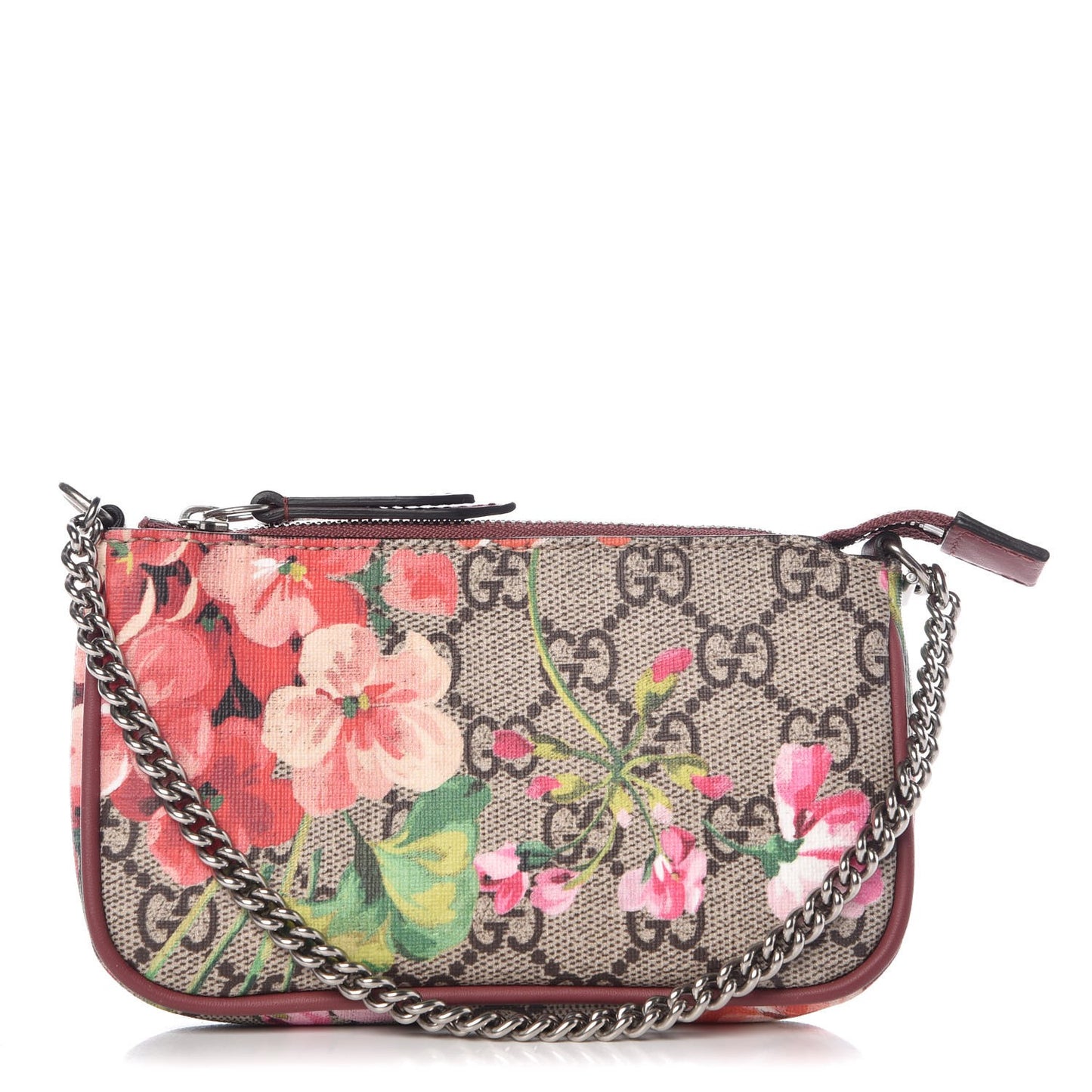 GG Supreme Monogram Blooms Mini Chain Bag Beige Multicolor Dry Rose