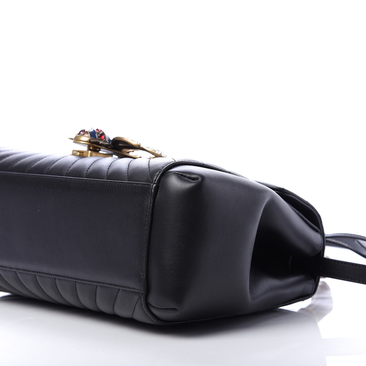 Calfskin Bamboo Trapuntata Queen Margaret Top Handle Bag Black