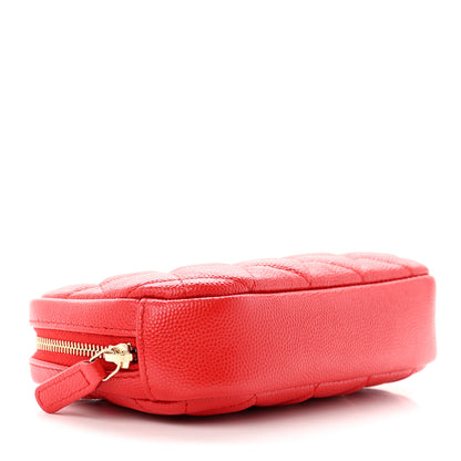 Chanel Caviar Quilted Small Curvy Pouch Cosmetic Case Red 4 of 7