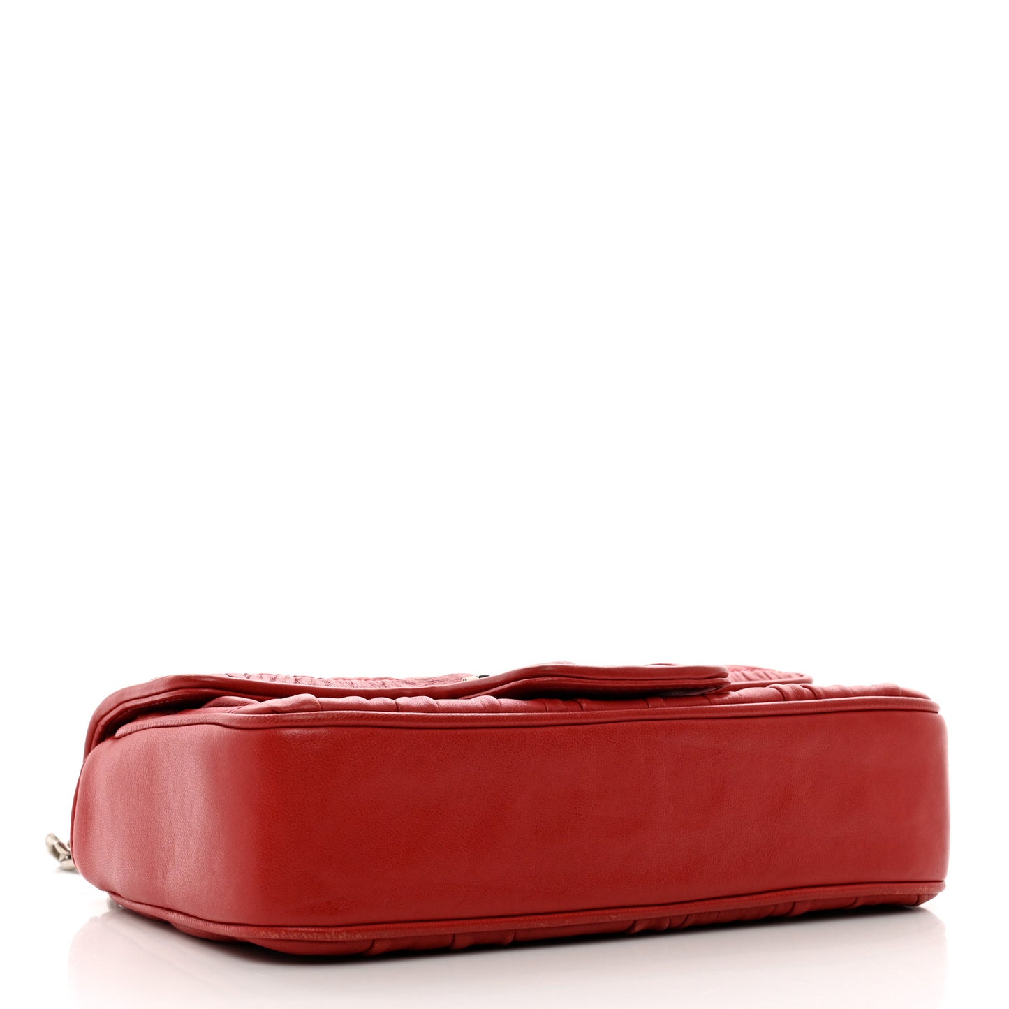 Nappa Gaufre Small Chain Flap Shoulder Bag Fuoco