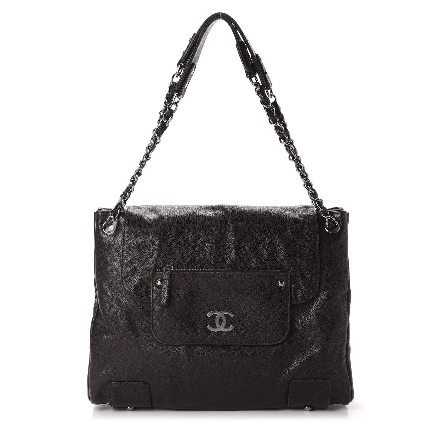 Glazed Caviar Pocket In The City Tote Brown