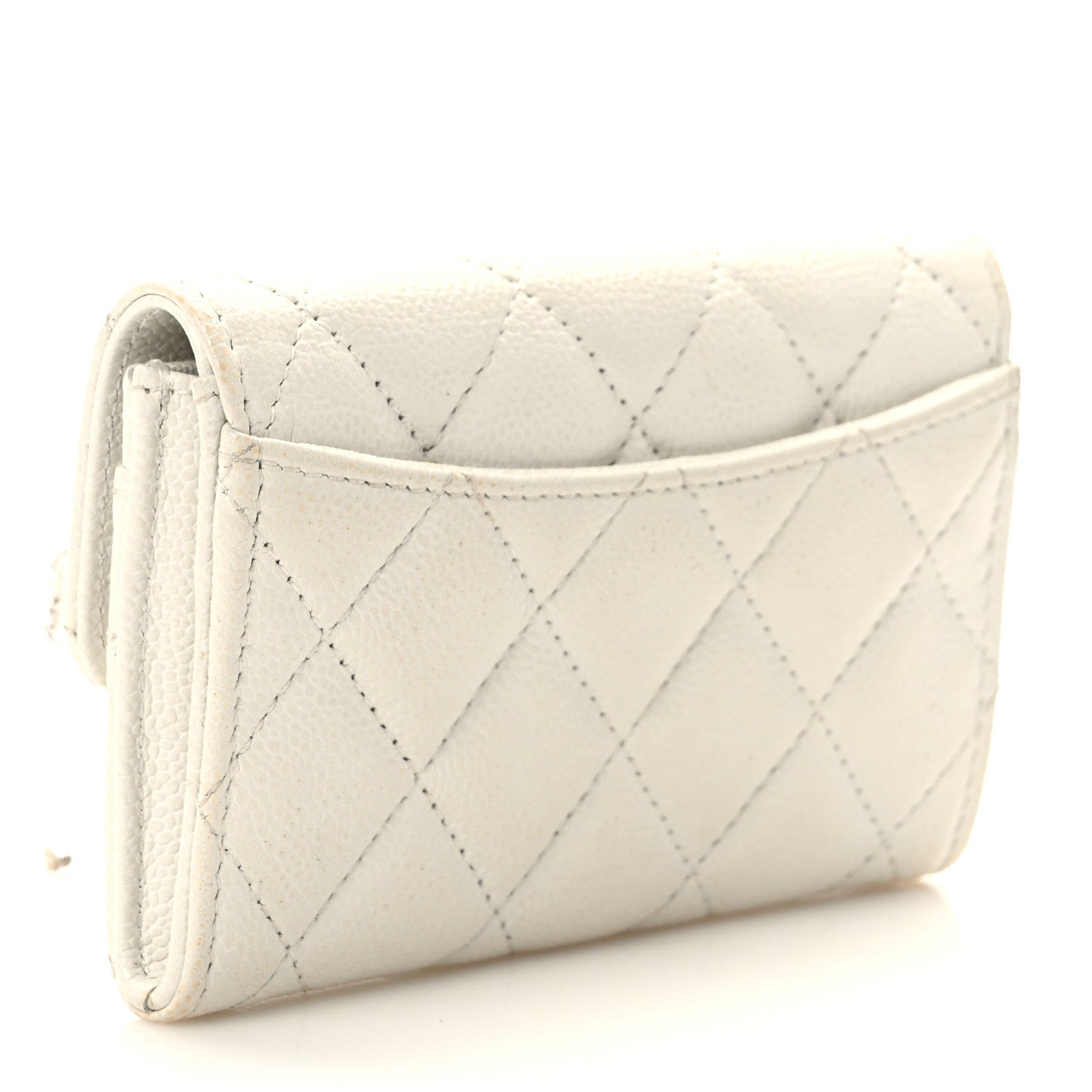 Chanel Caviar Quilted Flap Card Holder Wallet White 3 of 11