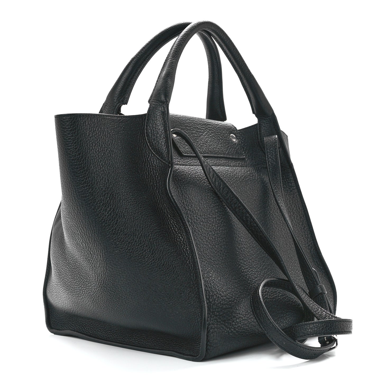 Supple Grained Calfskin Small Long Strap Big Bag Black