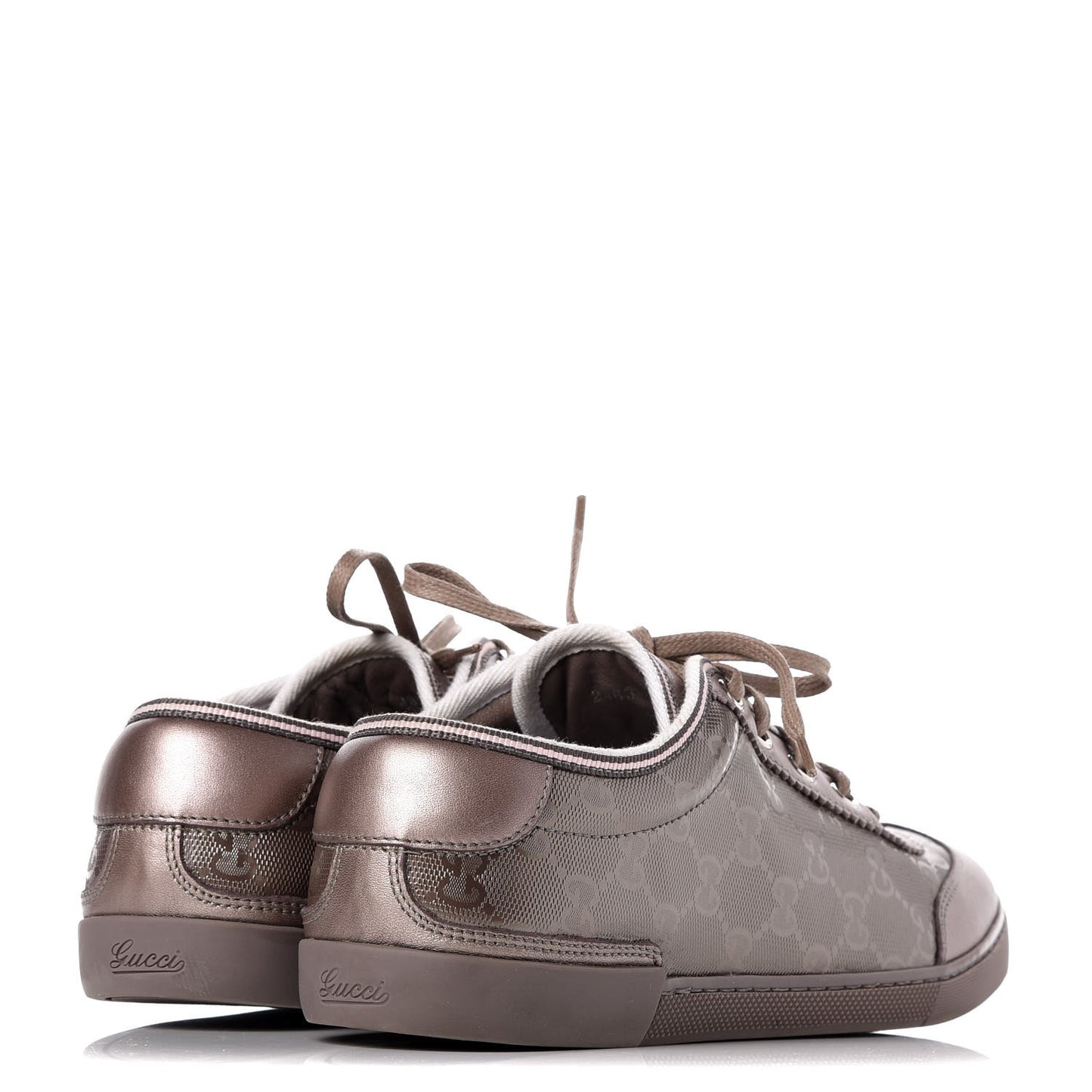 Imprime Monogram Metallic Miro Soft Calfskin Barcelona Low Top Sneakers 39.5 New Mauve
