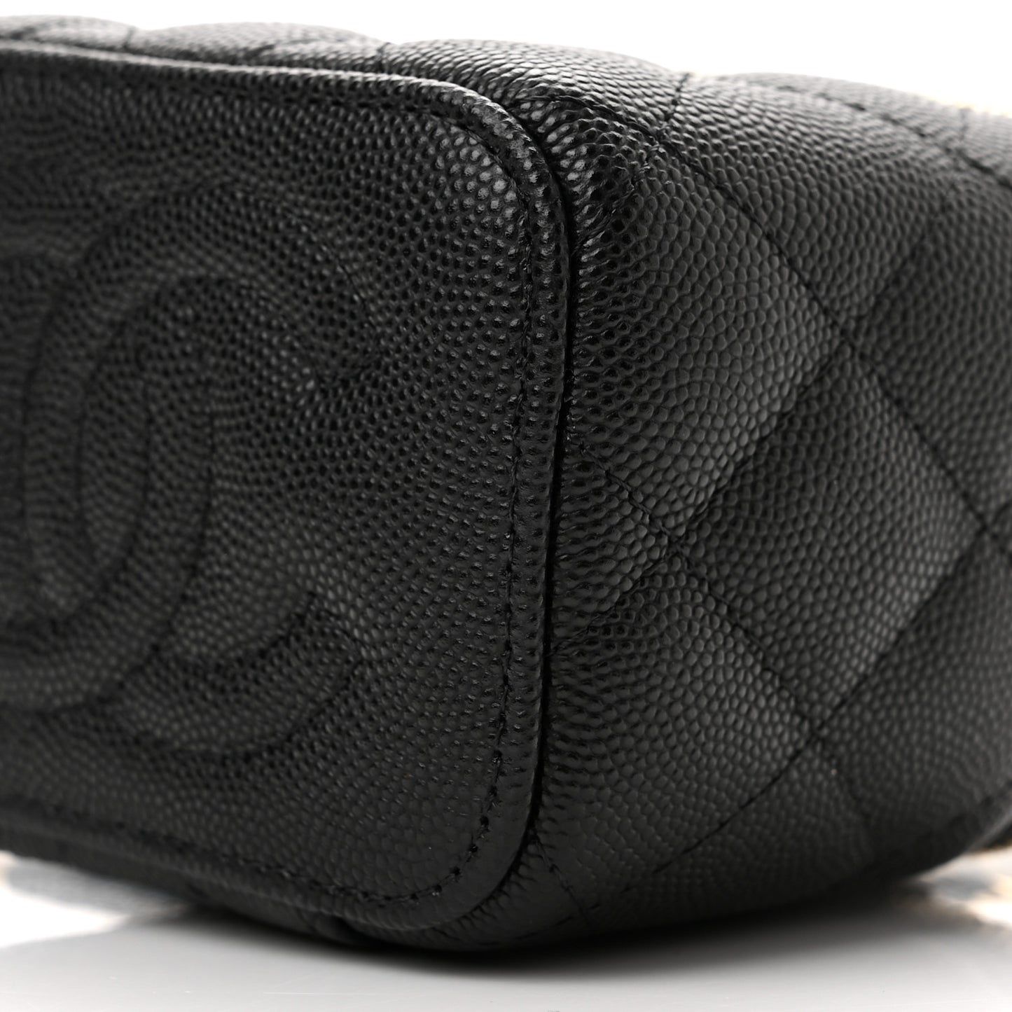 Caviar Quilted Mini Vanity Case With Chain Black