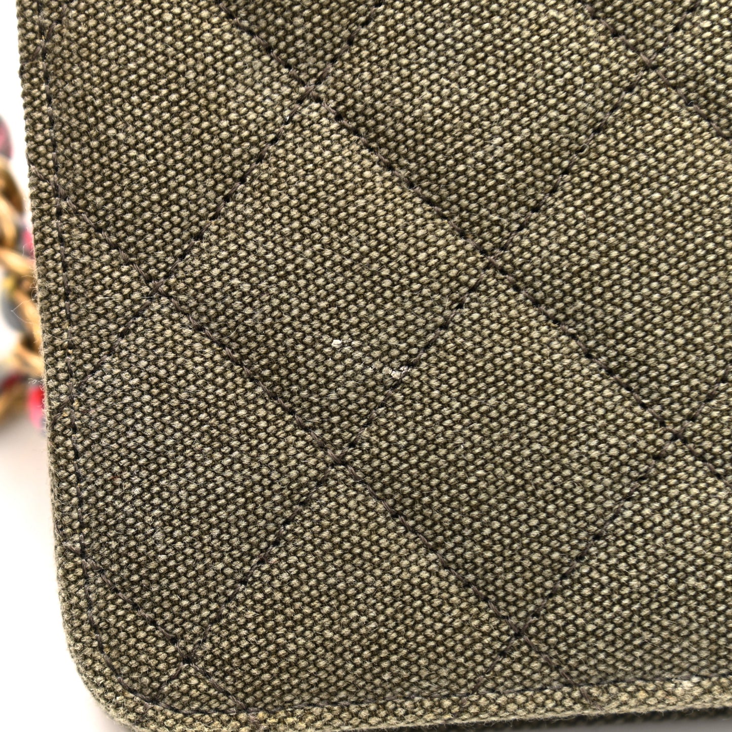 Canvas Quilted Coco Cuba Charms Wallet On Chain WOC Khaki