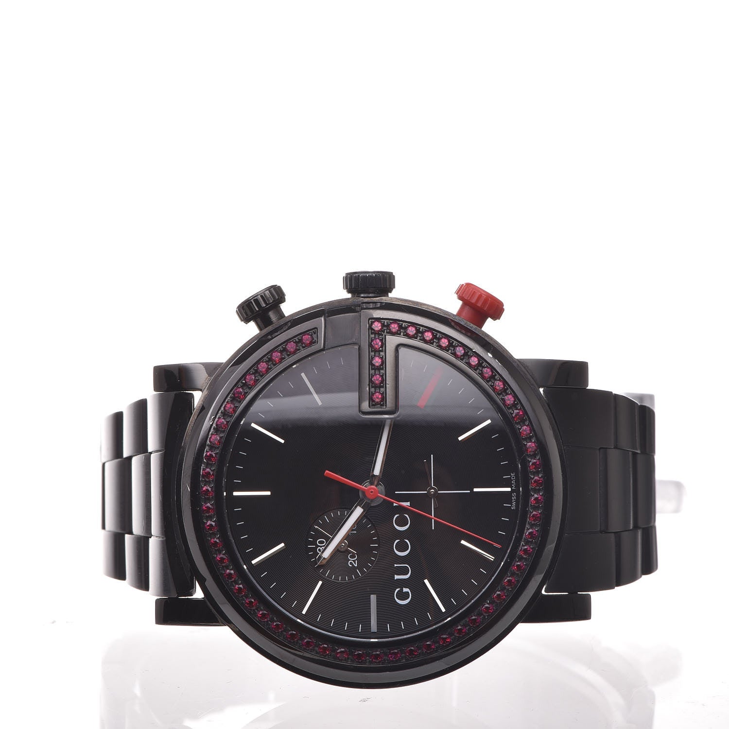 Gucci Stainless Steel Red Topaz 44mm G-Chrono Quartz Watch Black 3 of 6