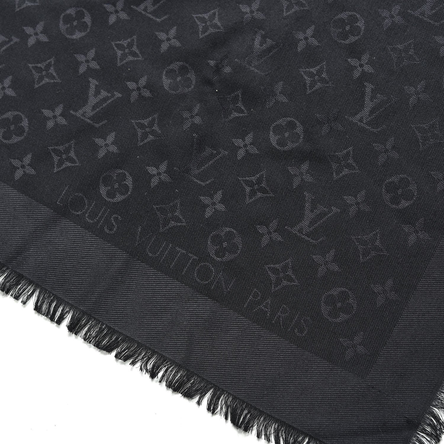 Louis Vuitton Silk Wool Monogram Shawl Black 5 of 6