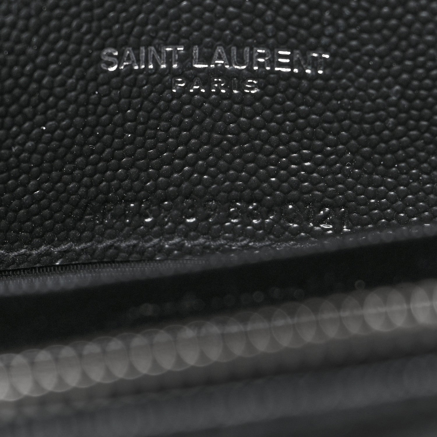 Saint Laurent Grain De Poudre Matelasse Chevron Monogram Envelope Chain Wallet Black 8 of 13