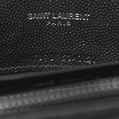 Saint Laurent Grain De Poudre Matelasse Chevron Monogram Envelope Chain Wallet Black 8 of 13