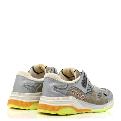 Gucci Metallic Calfskin Suede Womens Ultrapace Sneakers 36 Silver Oatmeal 4 of 8
